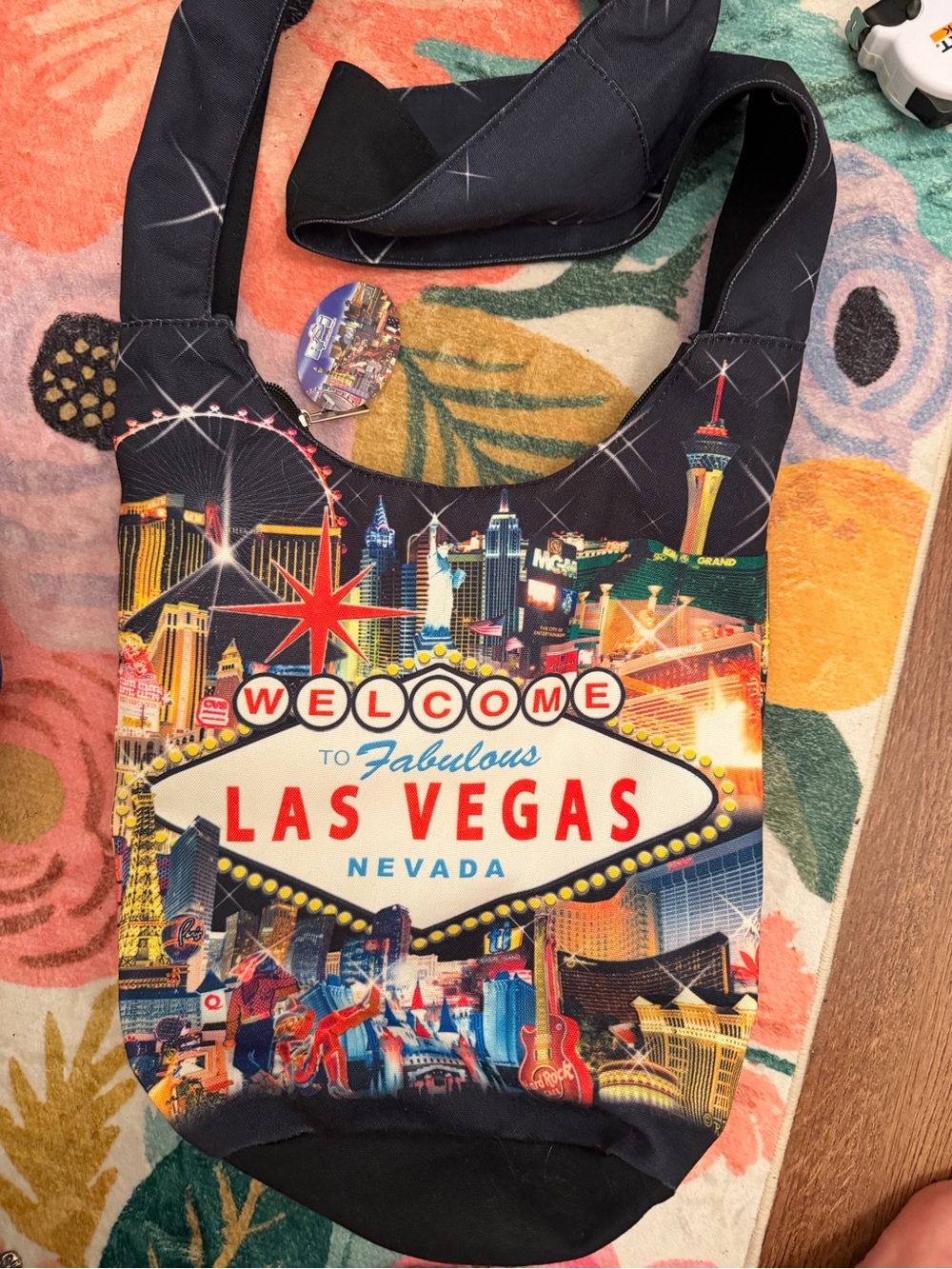 Las Vegas Graphic Crossbody Tote - Navy souvineer bag